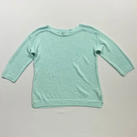 Talbots Sweater 100% Linen Boat Neck 3/4 Sleeve Mint Green Womens Size LP - Picture 1 of 9